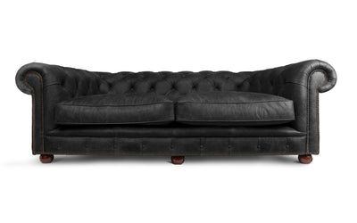 Oakley 3 seater Chesterfield in Black Vintage leather